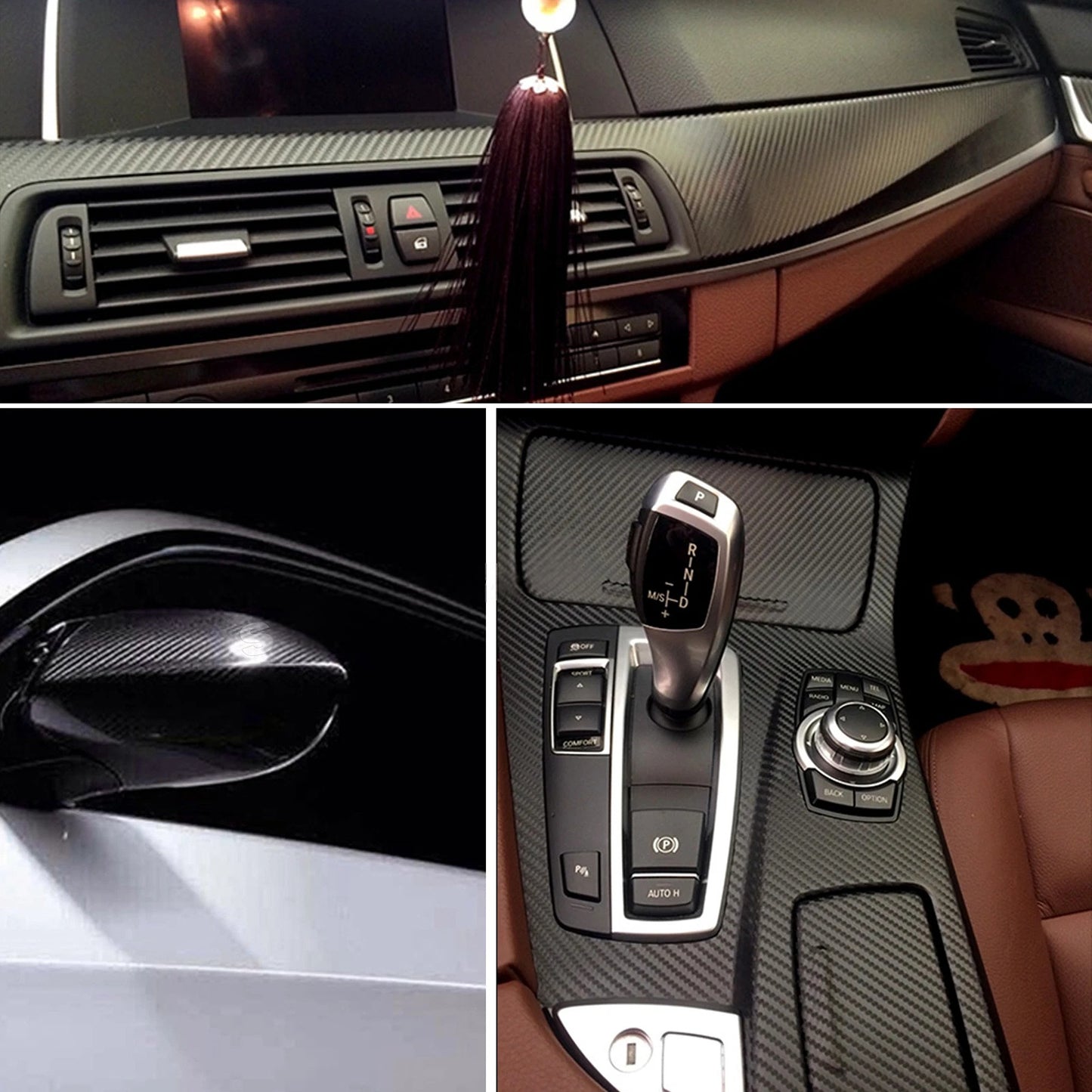 Carbon Fiber Vinyl Wrap 4D Gloss Black Air Release 50cm x 1.51m
