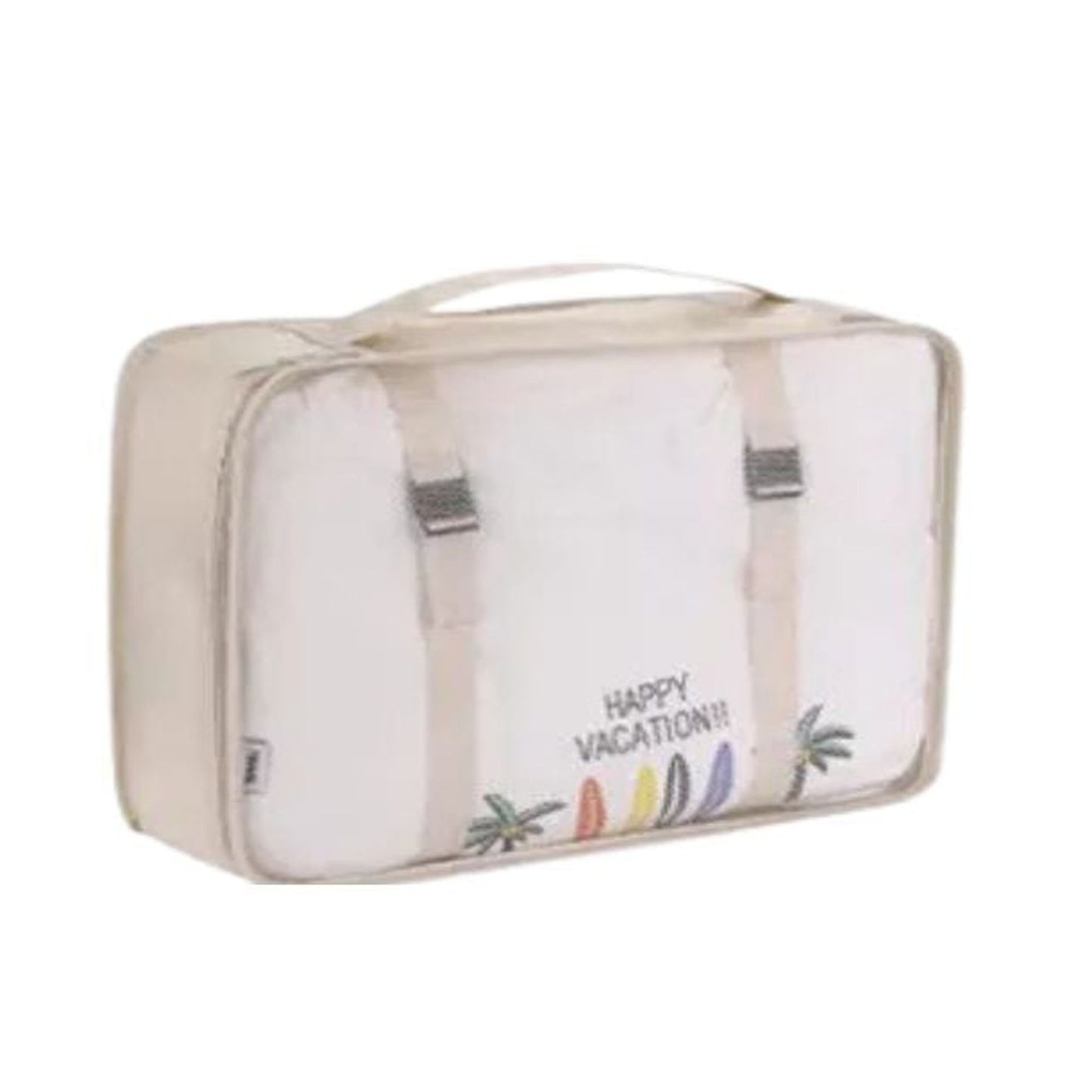 Beige Travel Packing Cubes Luggage Pouches Clothes Suitcase Storage Bag - 9x