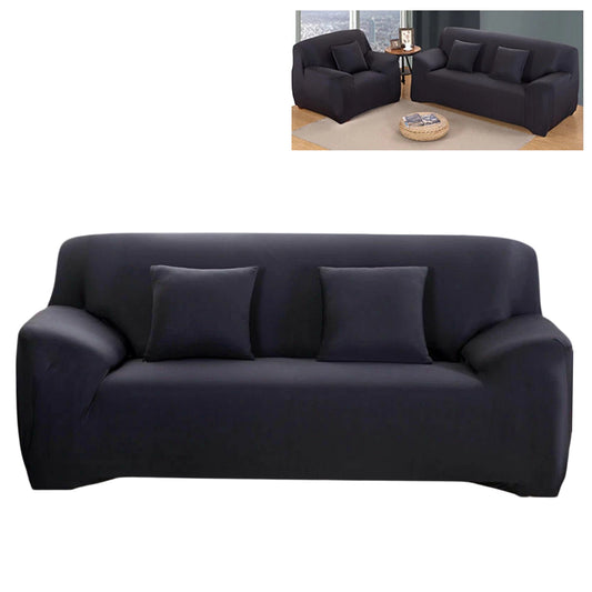 Stretch Sofa Slipcover Removable Couch Protector for 1 2 3 4 Seater - Black