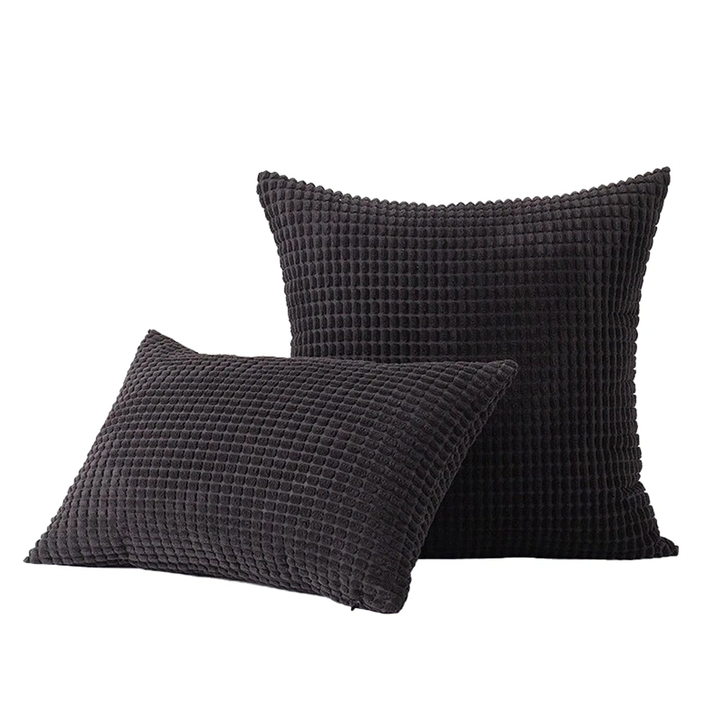 Velvet Cushion Cover Corn Grain Design Pillow Case for Sofa - Black