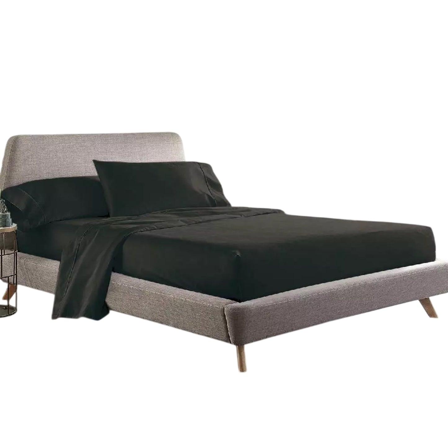 Soft 1000TC Cotton Sheet and Pillowcase Set for Single to King Beds - Black