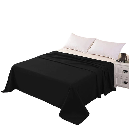 Hotel Ultra Soft Flat Sheet 2200TC Single Double Queen Super King - Black