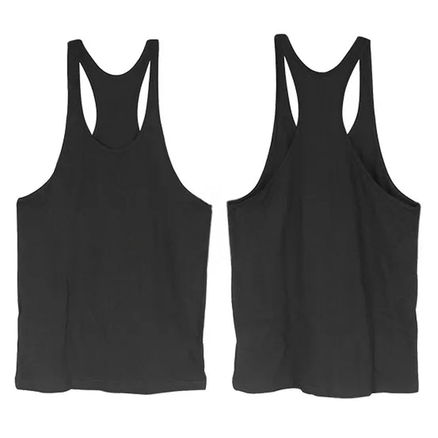 Mens Muscle Tank Top Sleeveless Sport Singlet Vest - Black