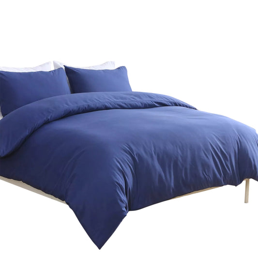 2000TC Soft Quilt Doona Duvet Cover Set Single Queen King Size Bed - Navy
