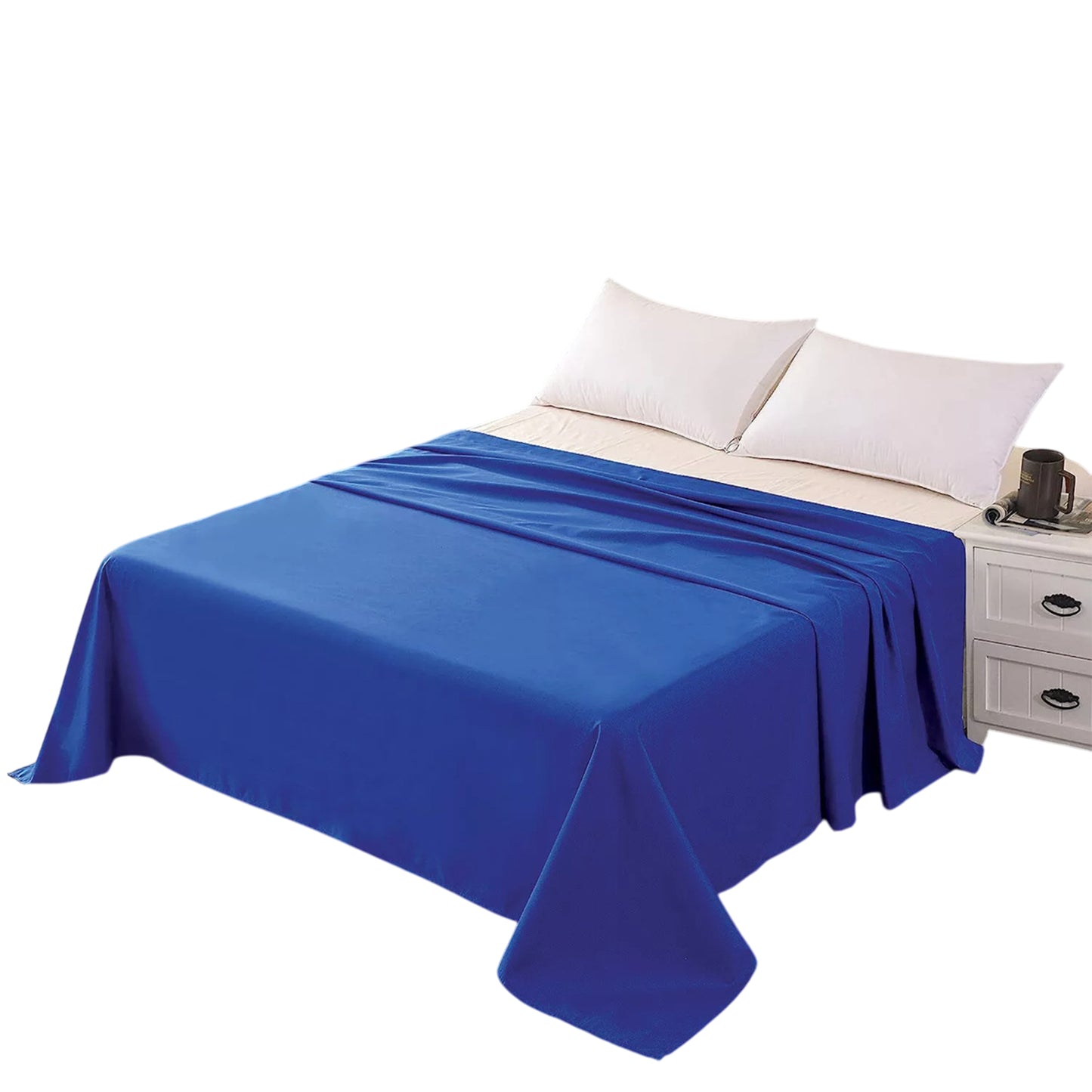 Hotel Ultra Soft Flat Sheet 2200TC Single Double Queen Super King - Royal Blue