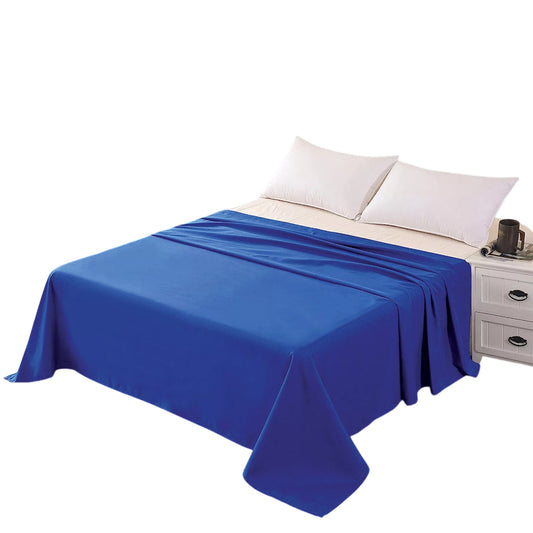Hotel Ultra Soft Flat Sheet 2200TC Single Double Queen Super King - Royal Blue
