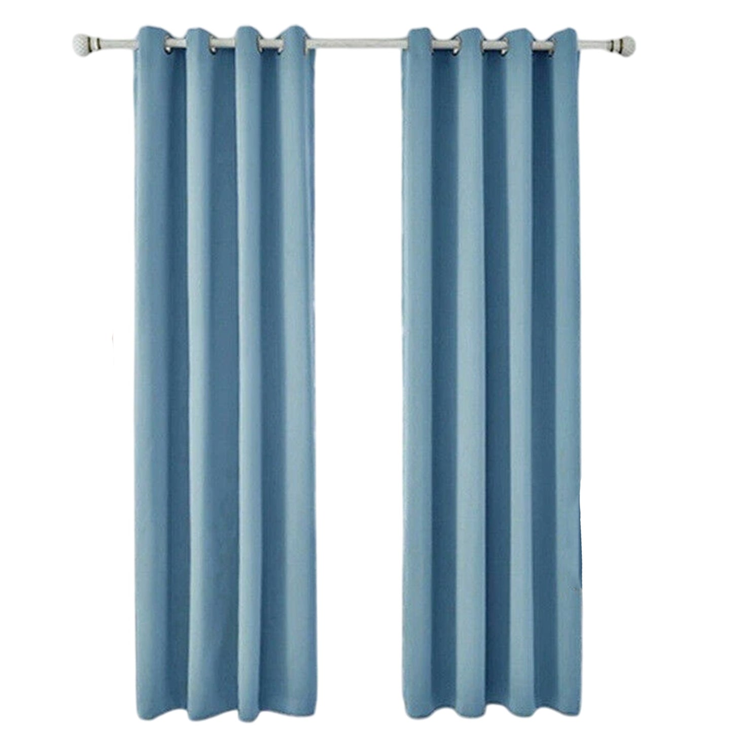 2x Eyelet Blackout Curtains Blockout Drapes for Bedroom Window Pair - Blue
