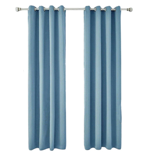 2x Eyelet Blackout Curtains Blockout Drapes for Bedroom Window Pair - Blue