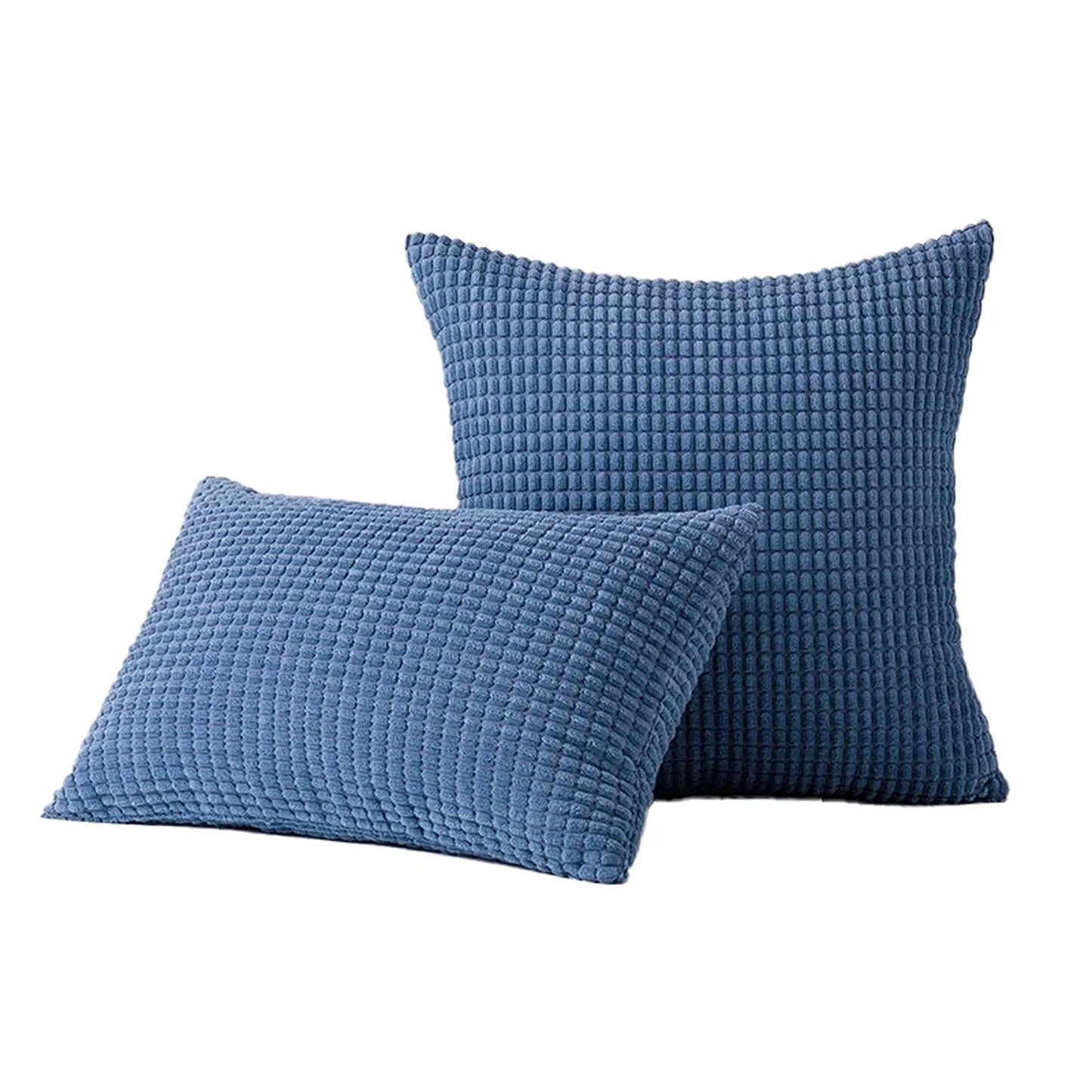 Velvet Cushion Cover Corn Grain Design Pillow Case for Sofa - Azure