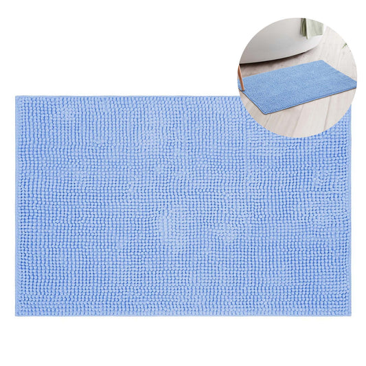 Blue Suede Absorbent Quick Dry Bath Mat Soft Chenille Anti Slip Floor Mat
