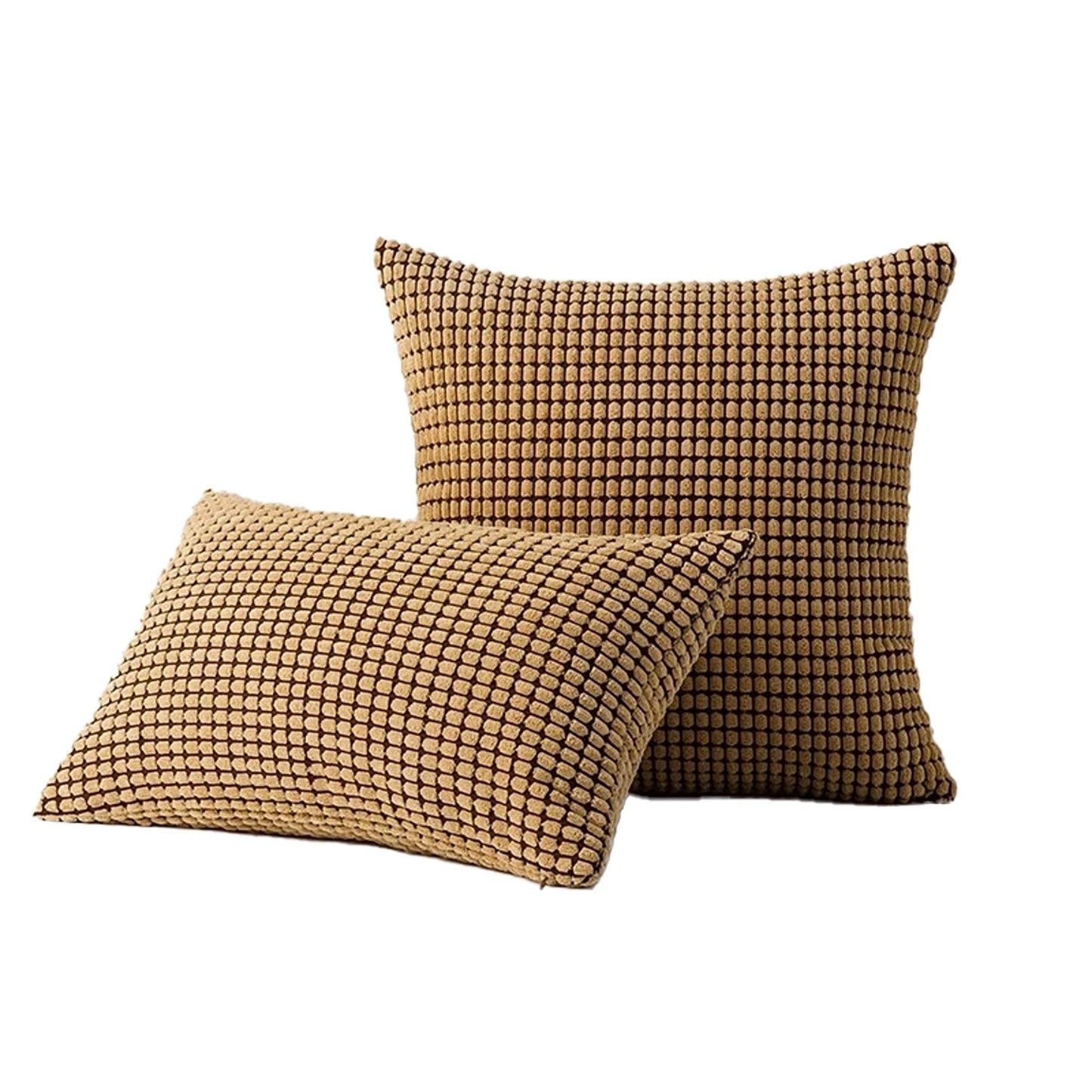 Velvet Cushion Cover Corn Grain Design Pillow Case for Sofa - Tan