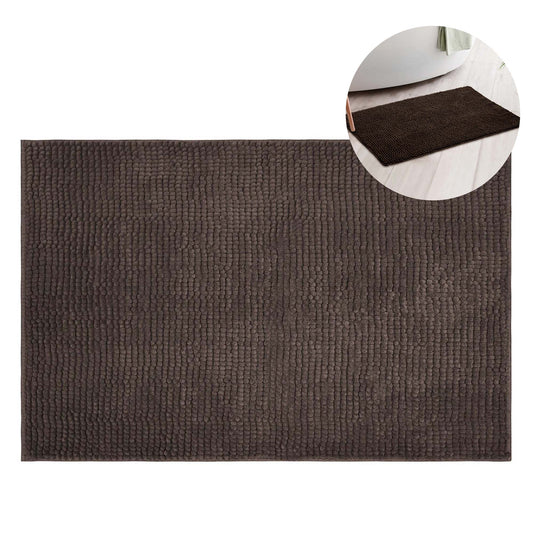 Chocolate Brown Super Absorbent Quick Dry Bath Mat Soft Chenille Anti Slip Floor Mat