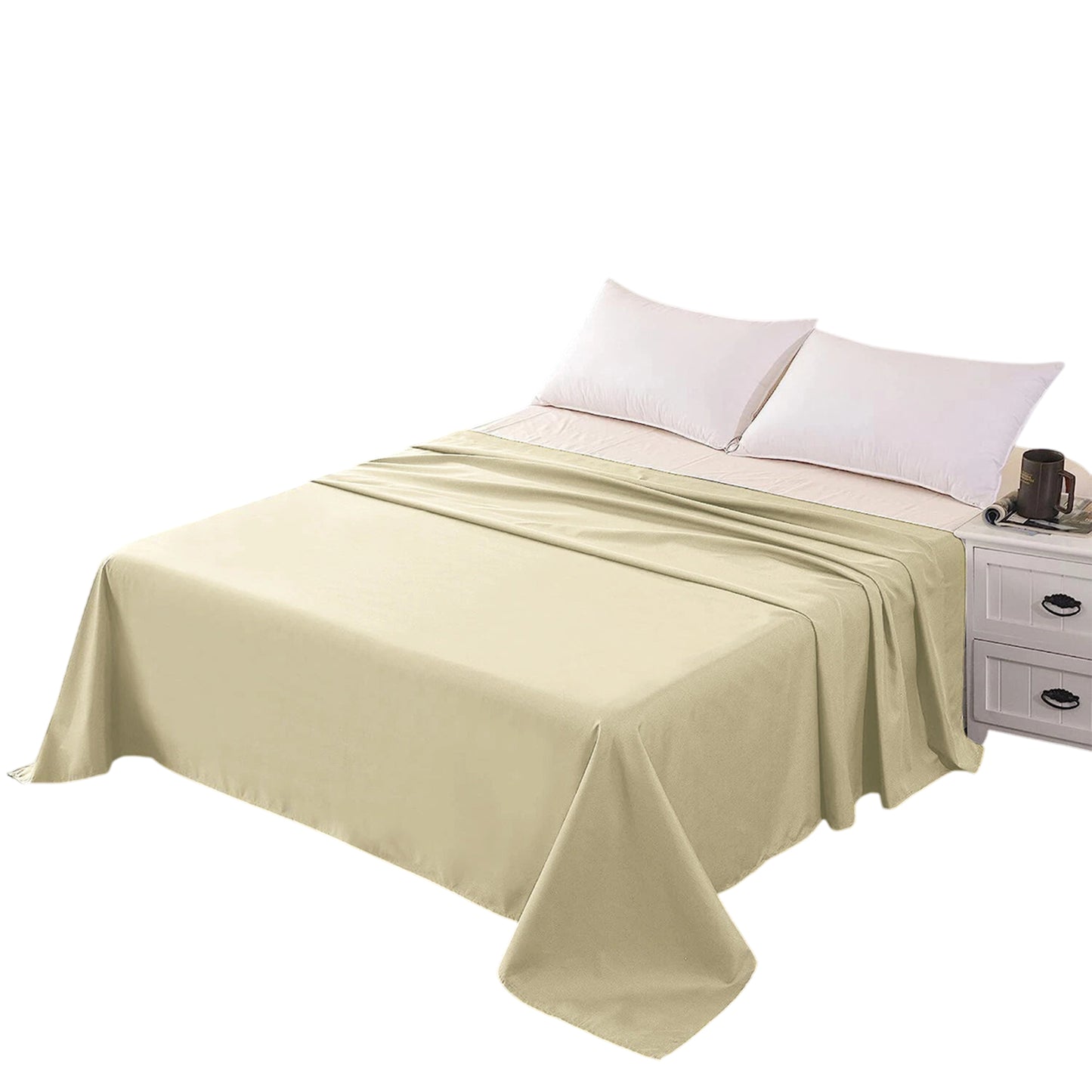 Hotel Ultra Soft Flat Sheet 2200TC Single Double Queen Super King - Cream
