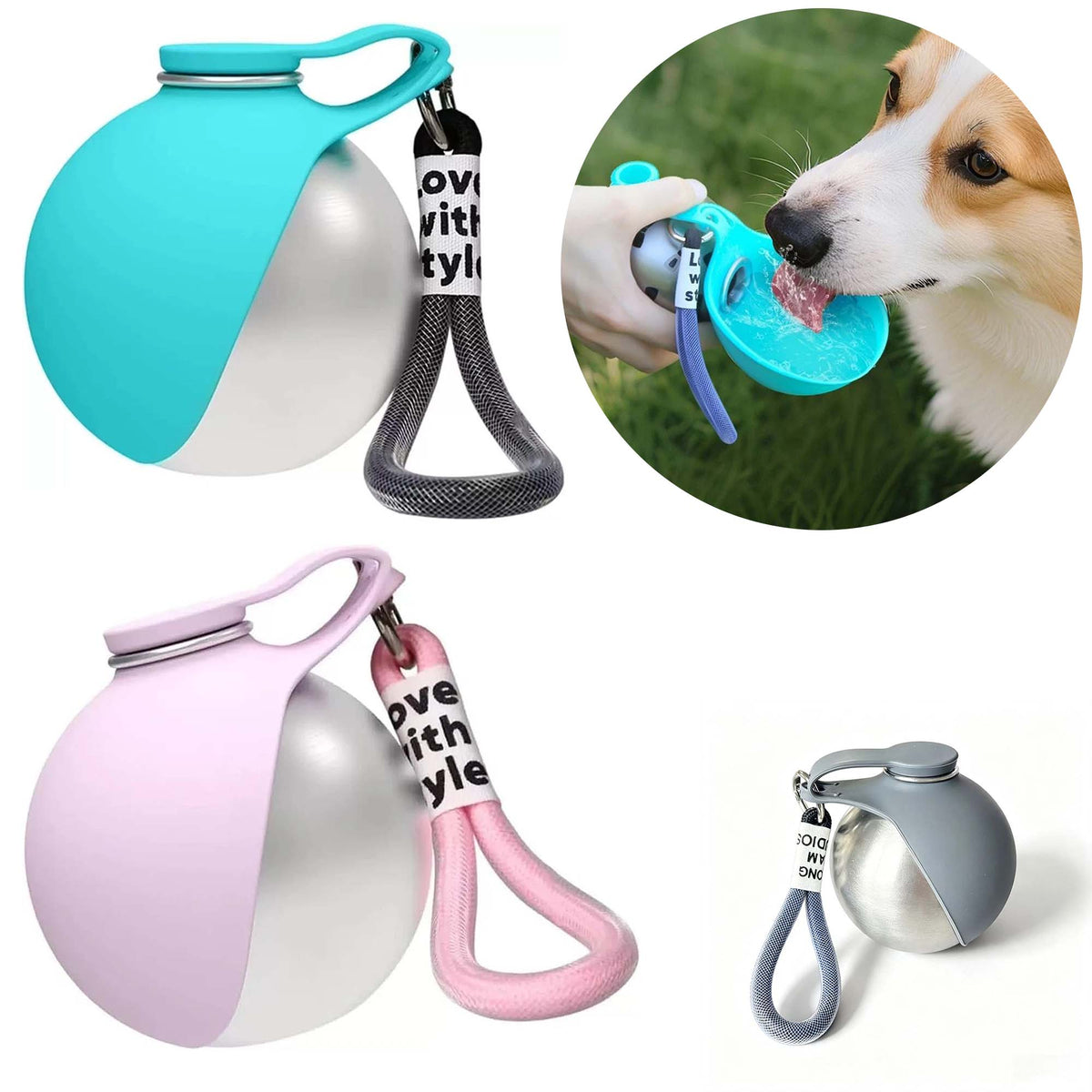 Dog and Cat Water Bottle Portable Travel Feeder Bowl for Outdoor Use