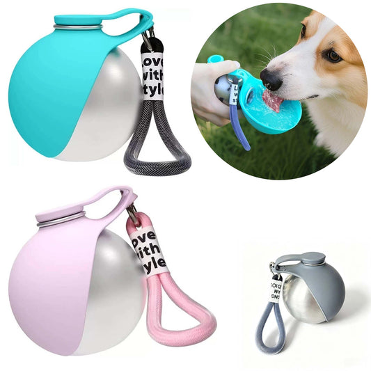 Dog and Cat Water Bottle Portable Travel Feeder Bowl for Outdoor Use