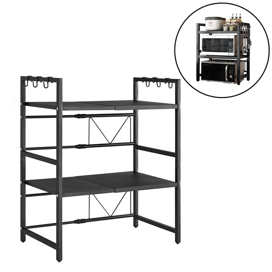 Adjustable 3 Tier Microwave Oven Storage Rack Kitchen Shelf Organizer