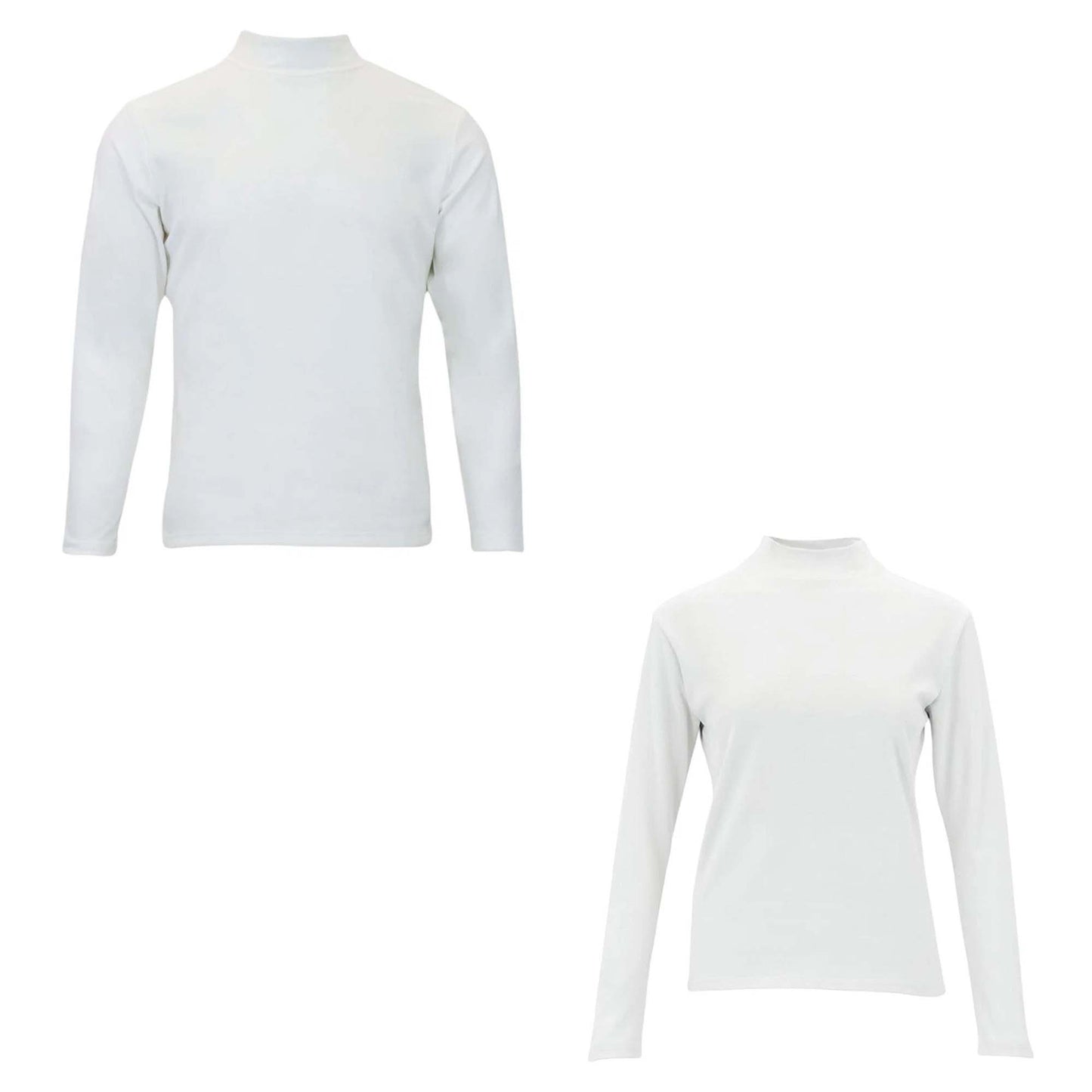 White Unisex Thermal Fleece Mock Neck Base Layer Top