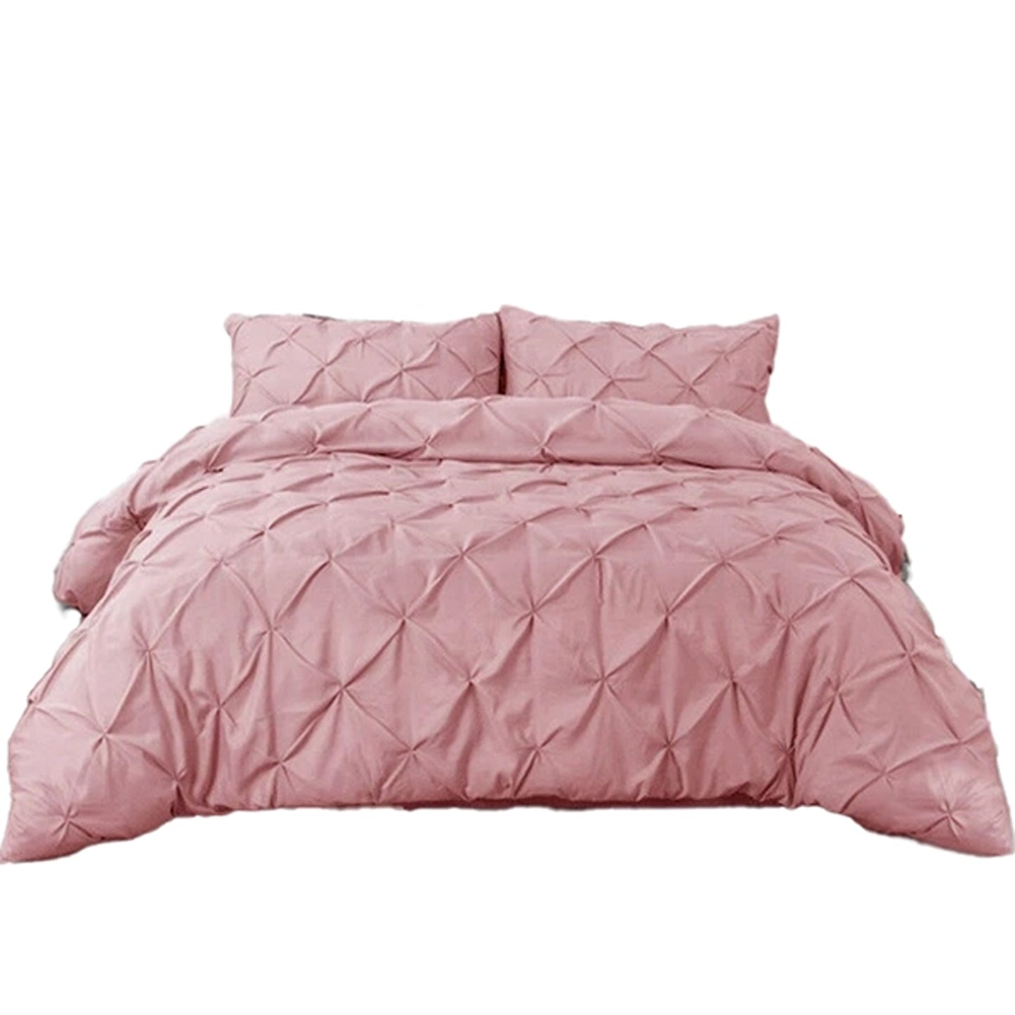 Blush Diamond Pleated Quilt Cover Bedding Set All Sizes