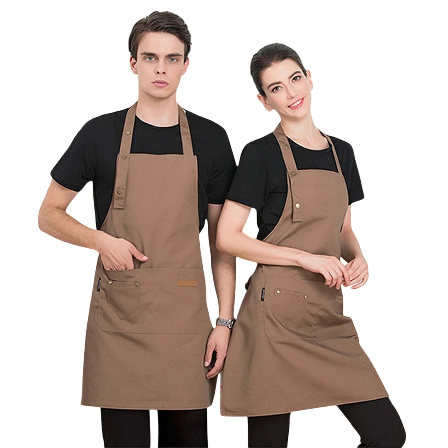 Khaki Canvas Chef Apron Waterproof Washable Kitchen Apron