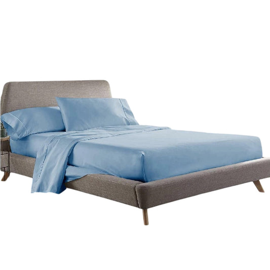 Soft 1000TC Cotton Sheet and Pillowcase Set for Single to King Beds - Sky