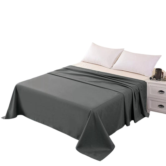 Hotel Ultra Soft Flat Sheet 2200TC Single Double Queen Super King - Dark Grey