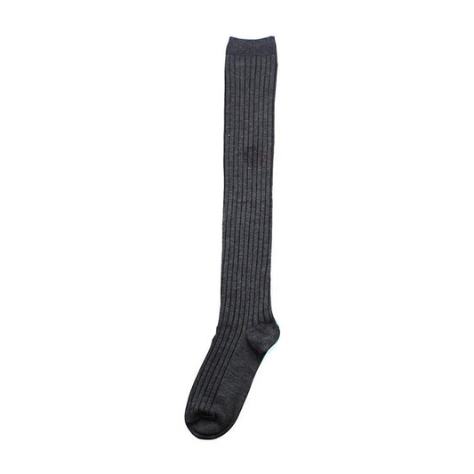 Solid Color Thigh High Socks Cable Knit - Dark Grey