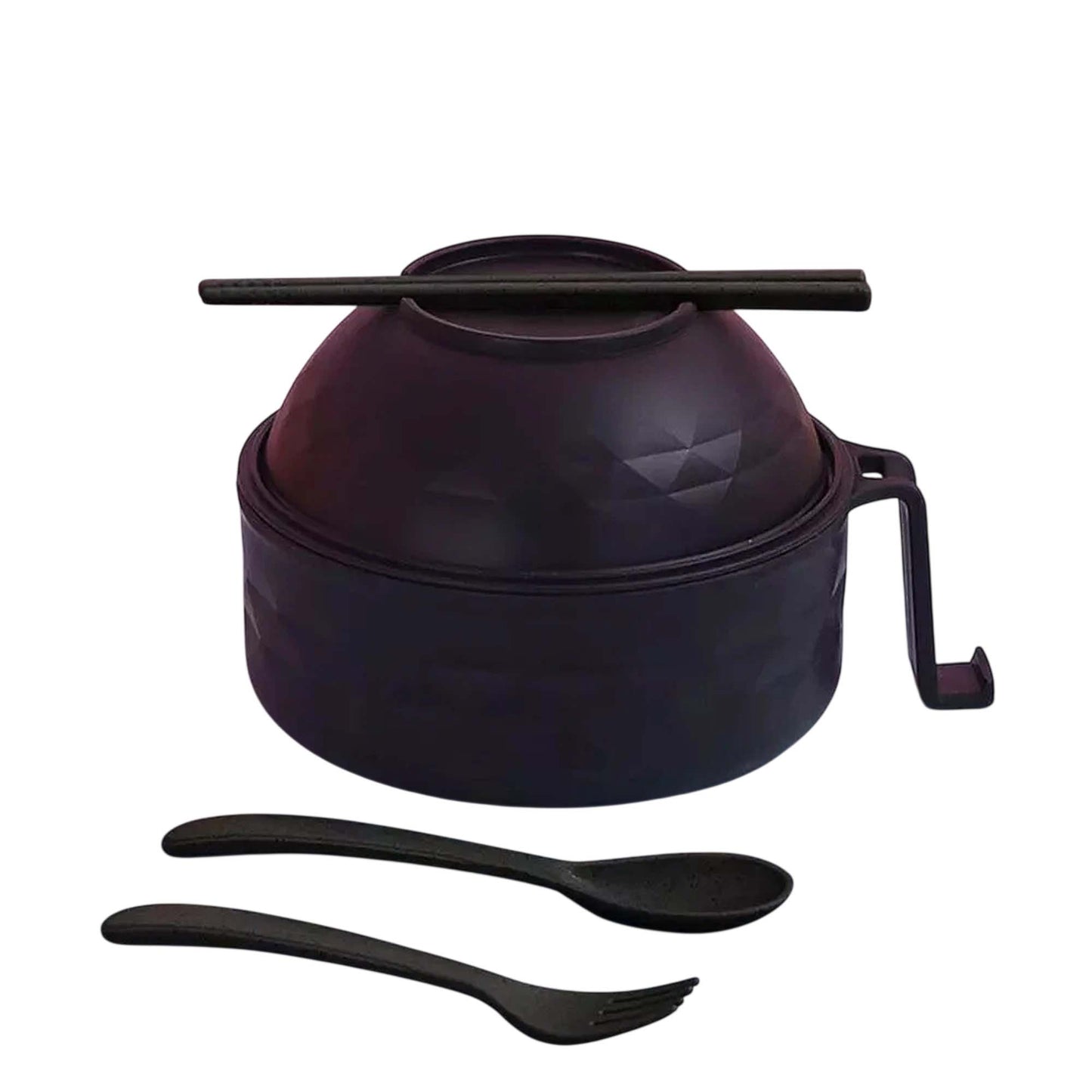 Black Microwave Ramen Bowl Set with Chopsticks for Instant Noodles