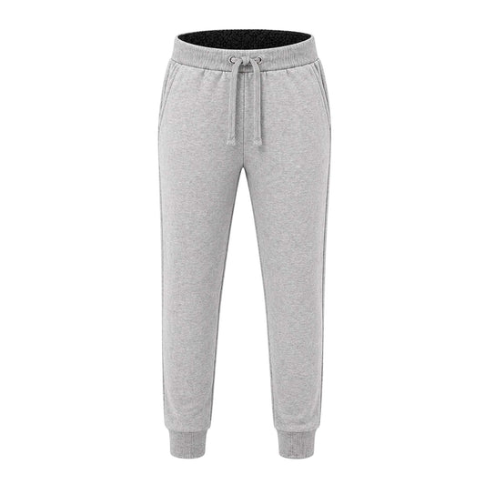 Grey Unisex Sherpa Fleece Lined Track Pants with Cuffed Legs