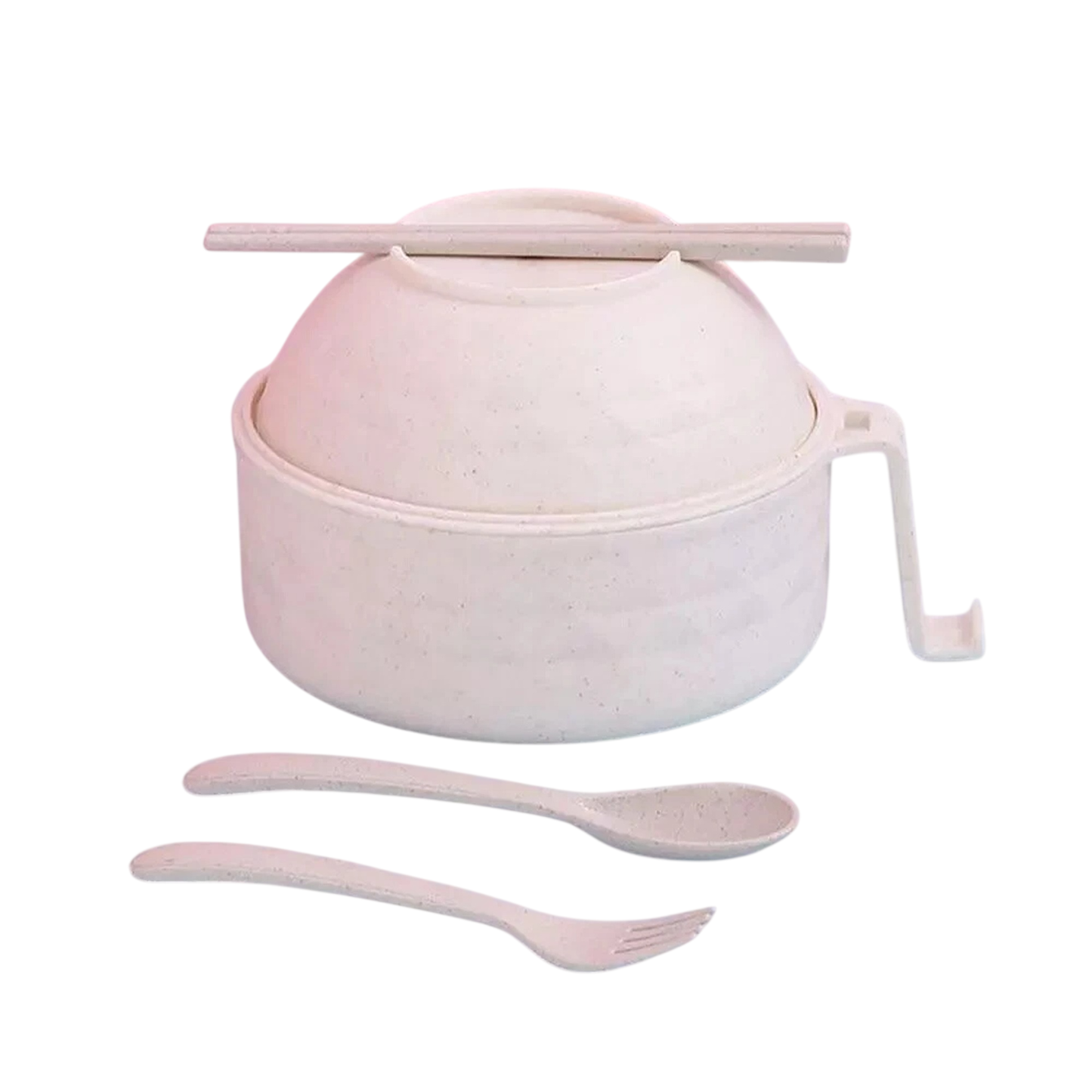 Beige Microwave Ramen Bowl Set with Chopsticks for Instant Noodles
