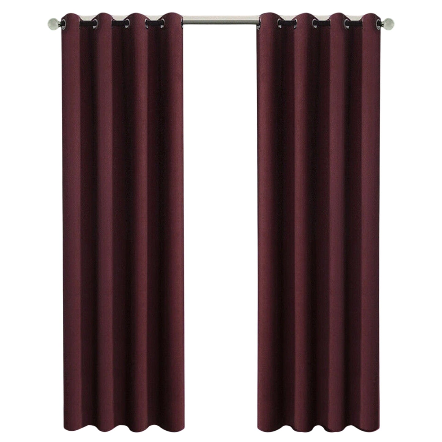 2x Eyelet Blackout Curtains Blockout Drapes for Bedroom Window Pair - Red