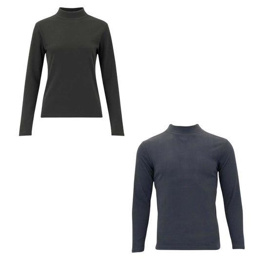 Grey Unisex Thermal Fleece Mock Neck Base Layer Top