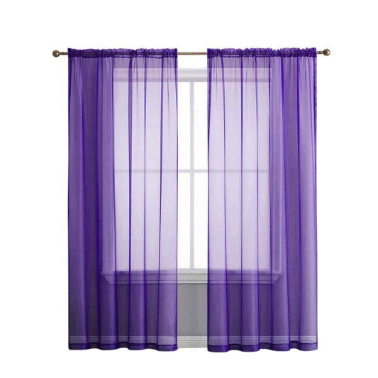 Lavender 2 Panel Sheer Organza Voile Curtains Rod Pocket Window Drape 140x213cm