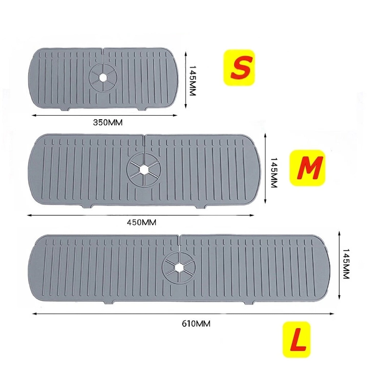 Kitchen Faucet Splash Guard Silicone Sink Protector - Grey