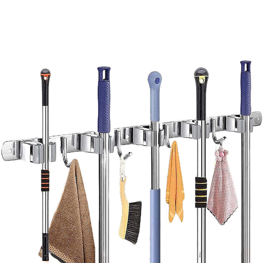 Wall Mounted Mop Broom Holder Kitchen Storage Rack Organizer Hook
