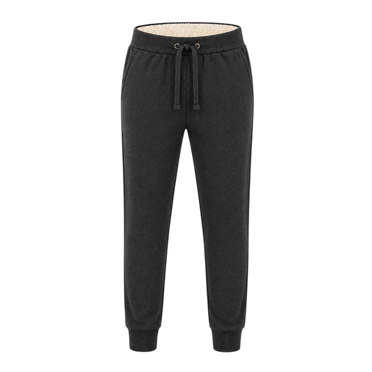 Dark Grey Unisex Sherpa Fleece Lined Track Pants with Cuffed Legs