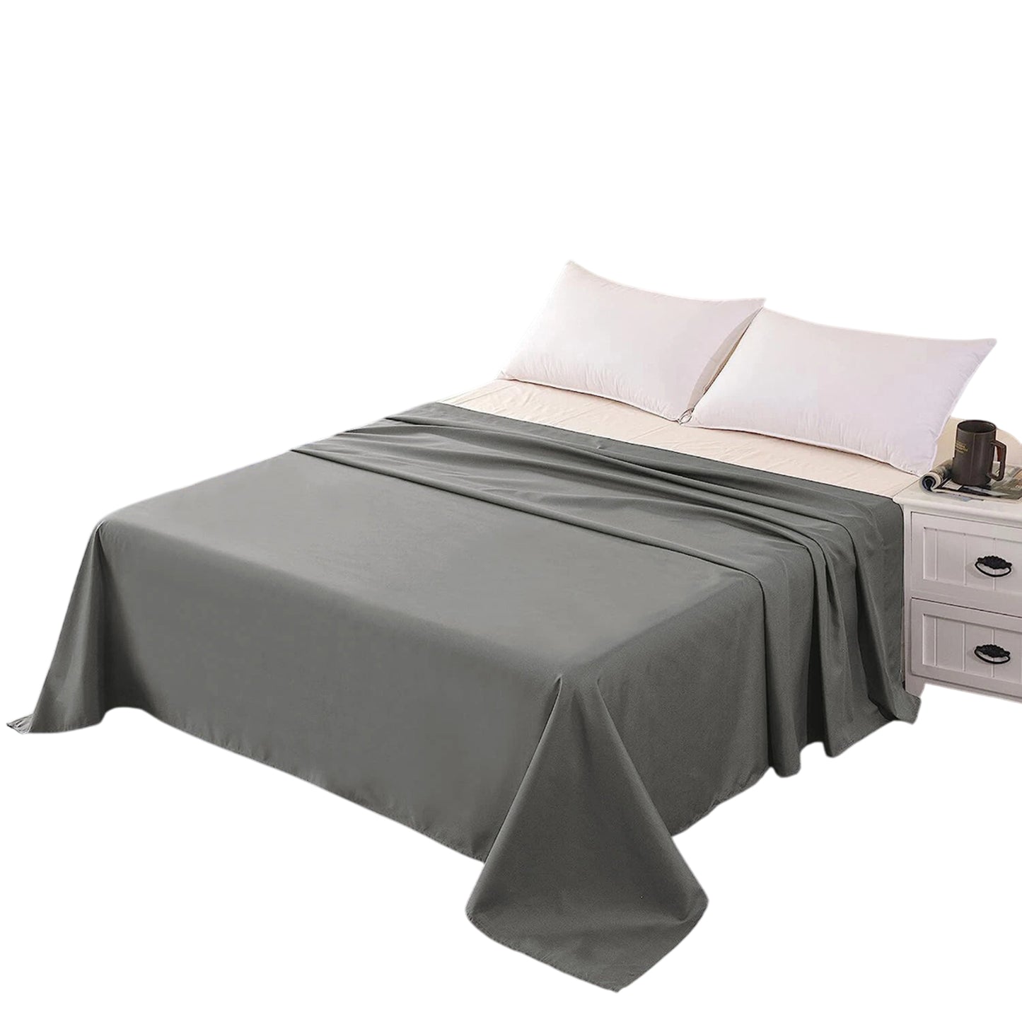 Hotel Ultra Soft Flat Sheet 2200TC Single Double Queen Super King - Gray