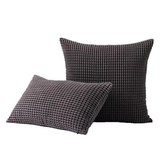 Velvet Cushion Cover Corn Grain Design Pillow Case for Sofa - Grey