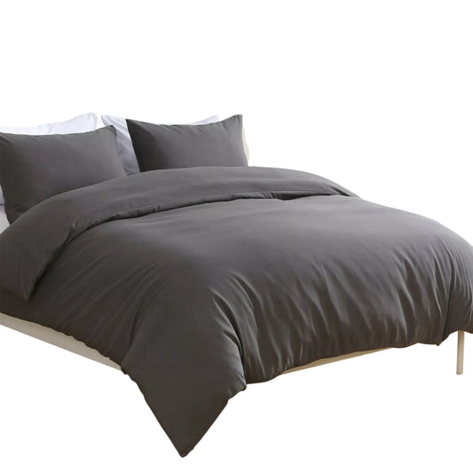 2000TC Soft Quilt Doona Duvet Cover Set Single Queen King Size Bed - Dark Grey
