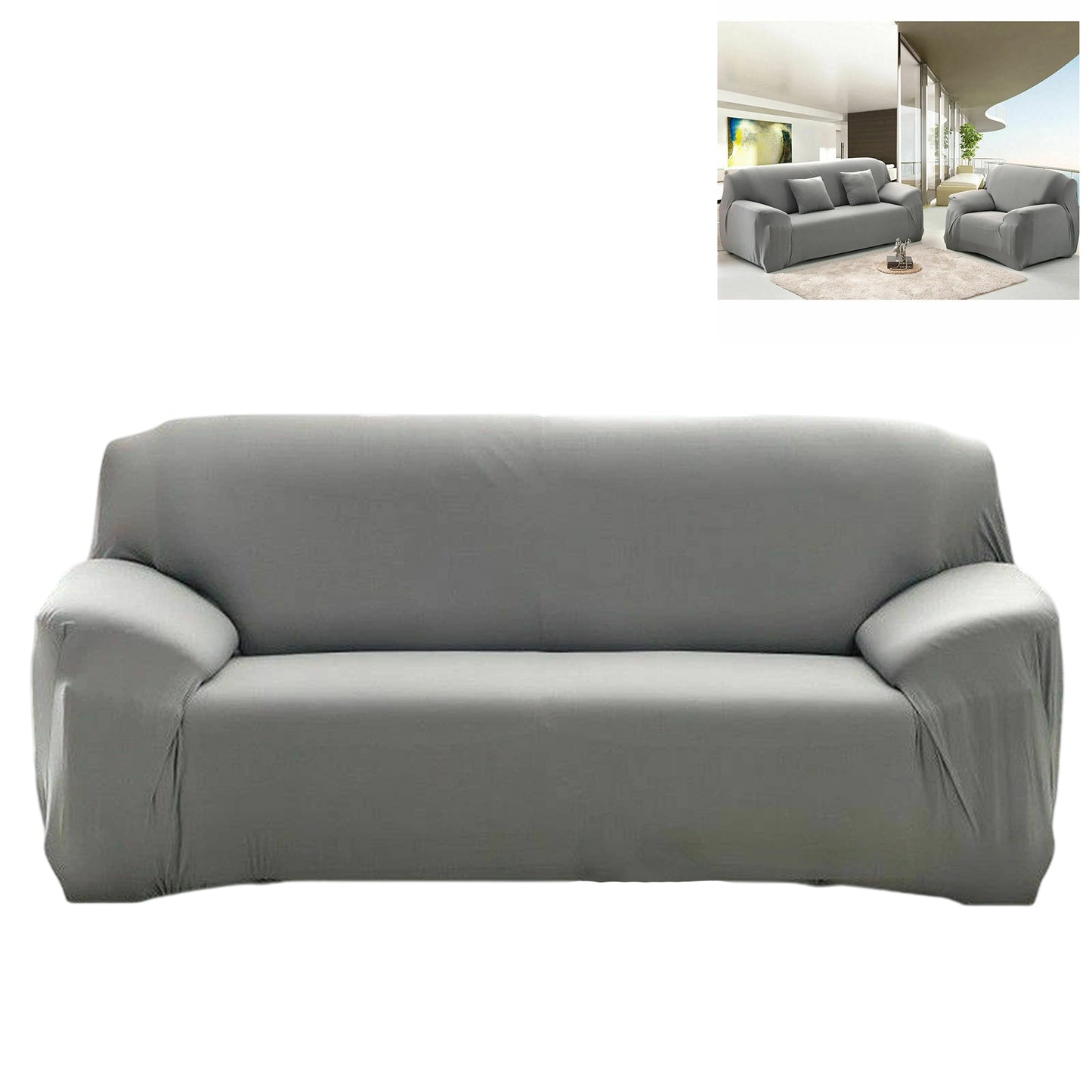 Stretch Sofa Slipcover Removable Couch Protector for 1 2 3 4 Seater - Grey