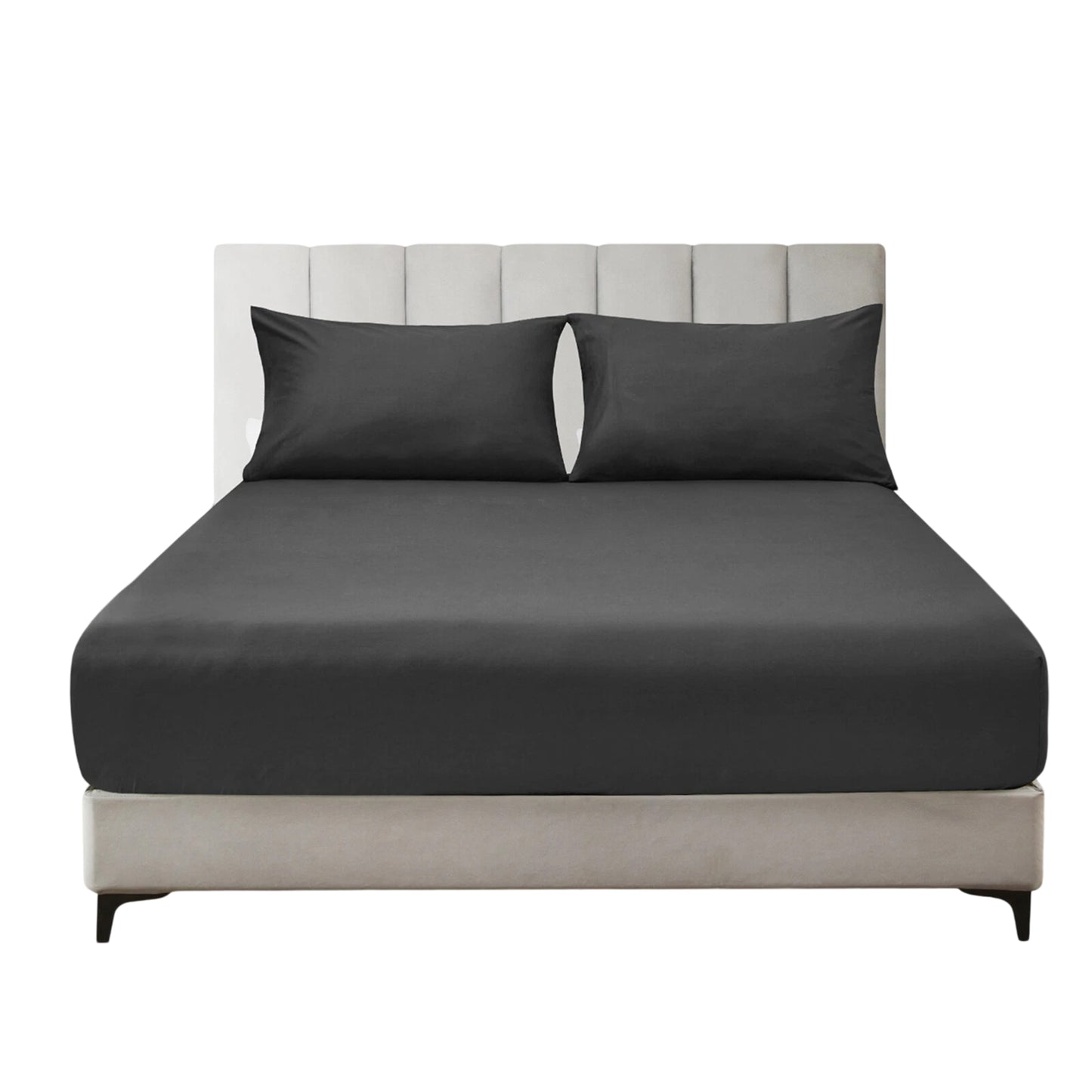 Hotel 2200TC Ultra Soft Fitted Sheet Set with Pillowcases No Flat Sheet - Dark Grey