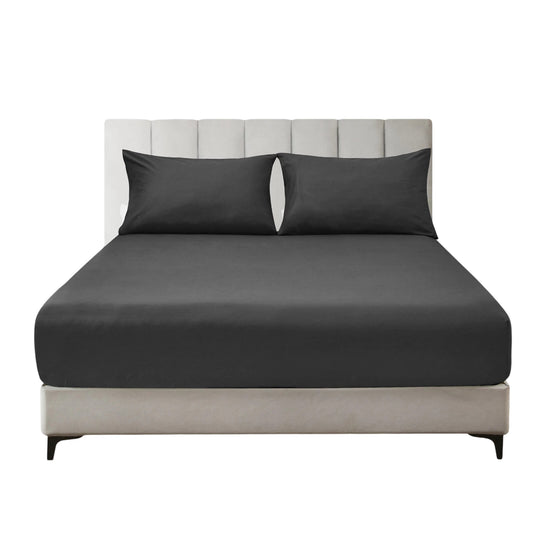 Hotel 2200TC Ultra Soft Fitted Sheet Set with Pillowcases No Flat Sheet - Dark Grey