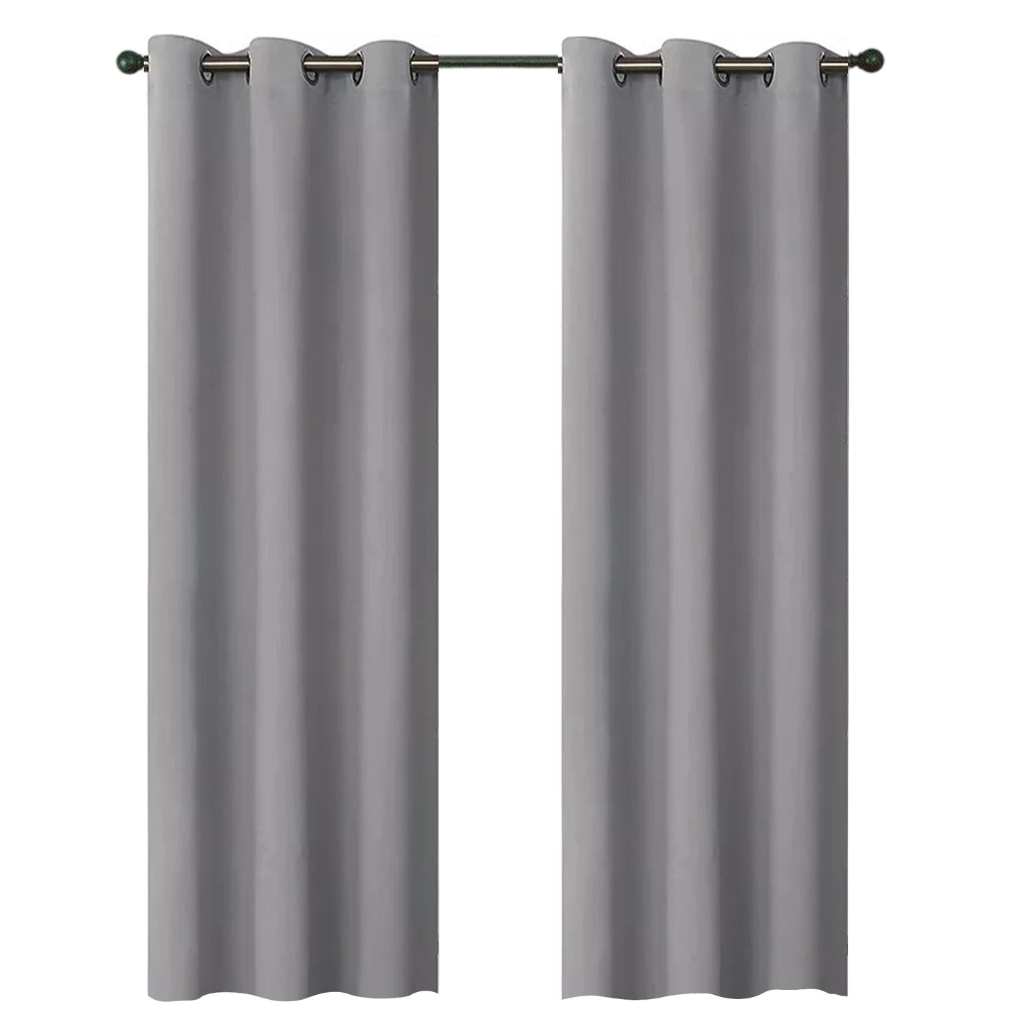 2x Eyelet Blackout Curtains Blockout Drapes for Bedroom Window Pair - Grey