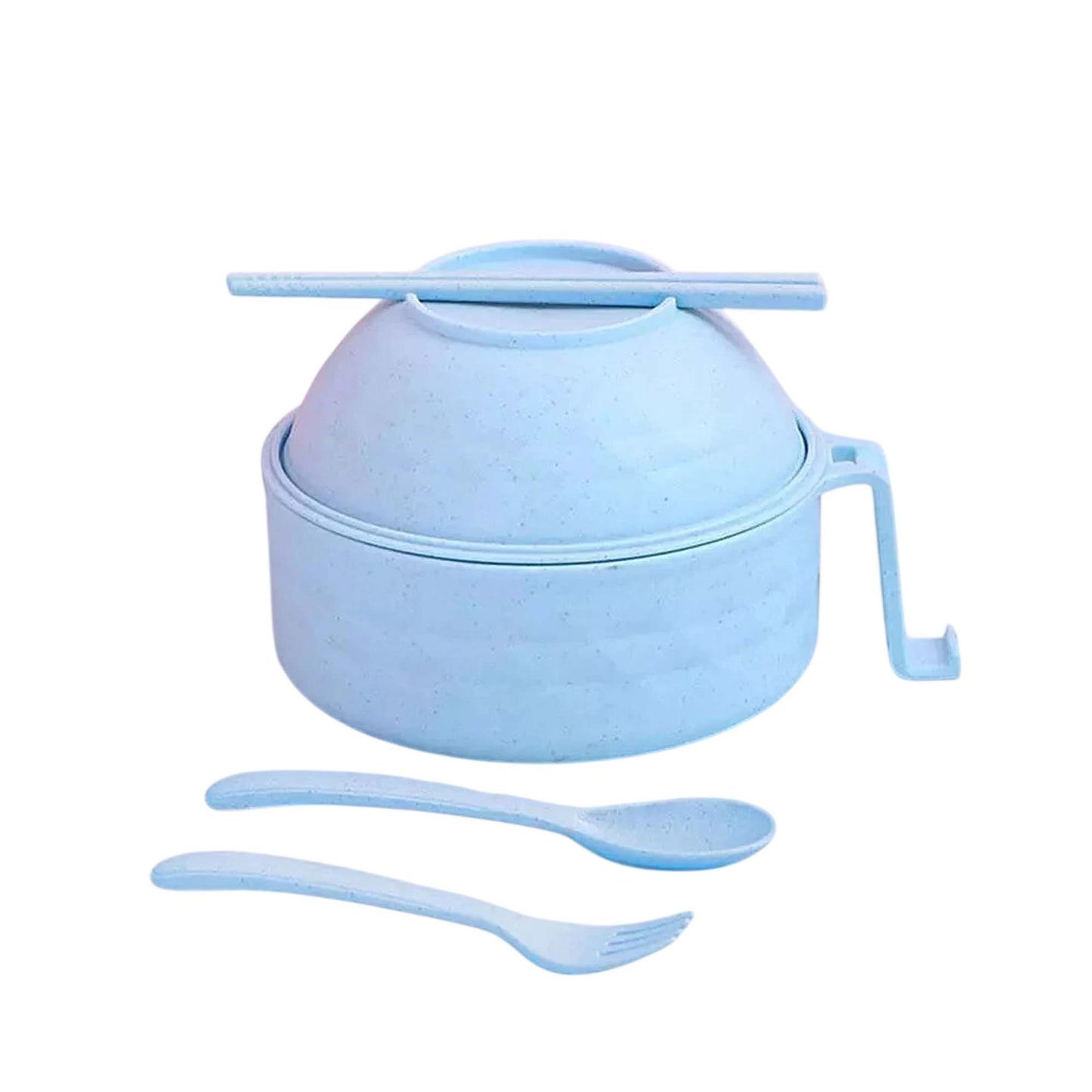 Blue Microwave Ramen Bowl Set with Chopsticks for Instant Noodles