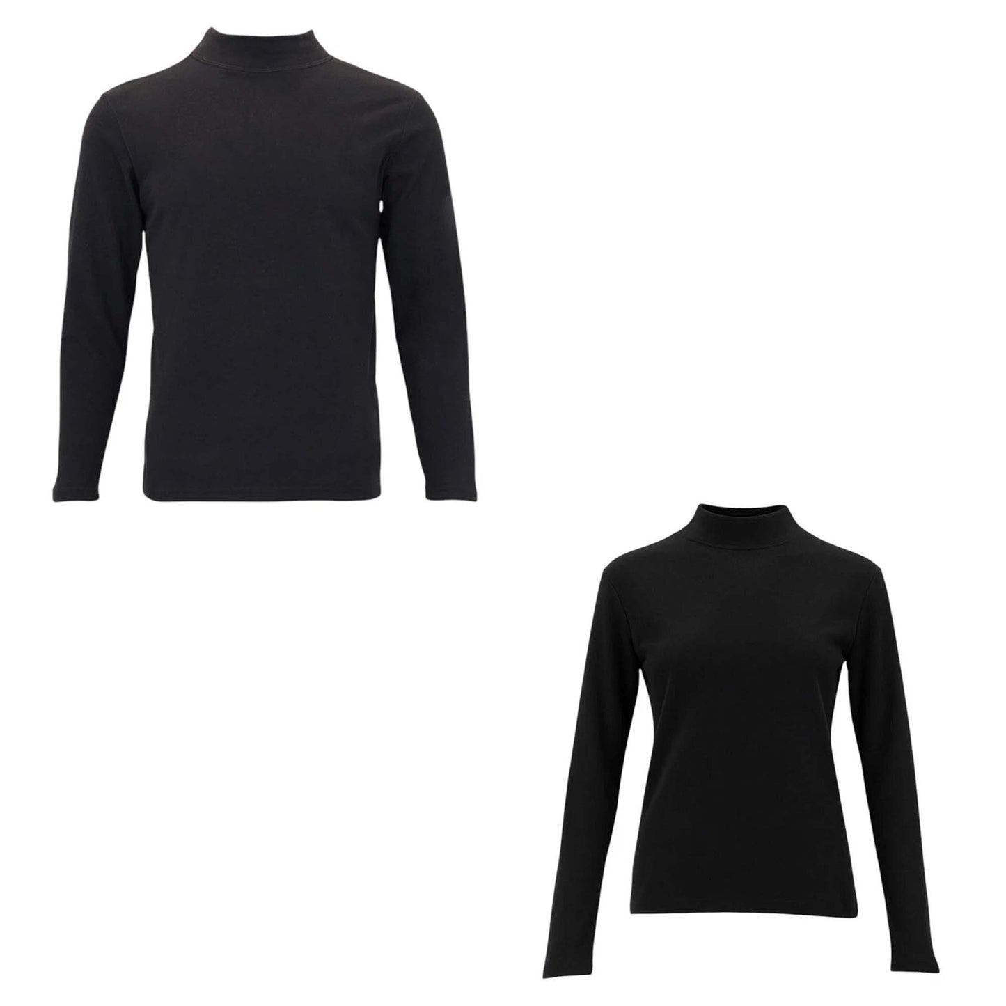 Black Unisex Thermal Fleece Mock Neck Base Layer Top
