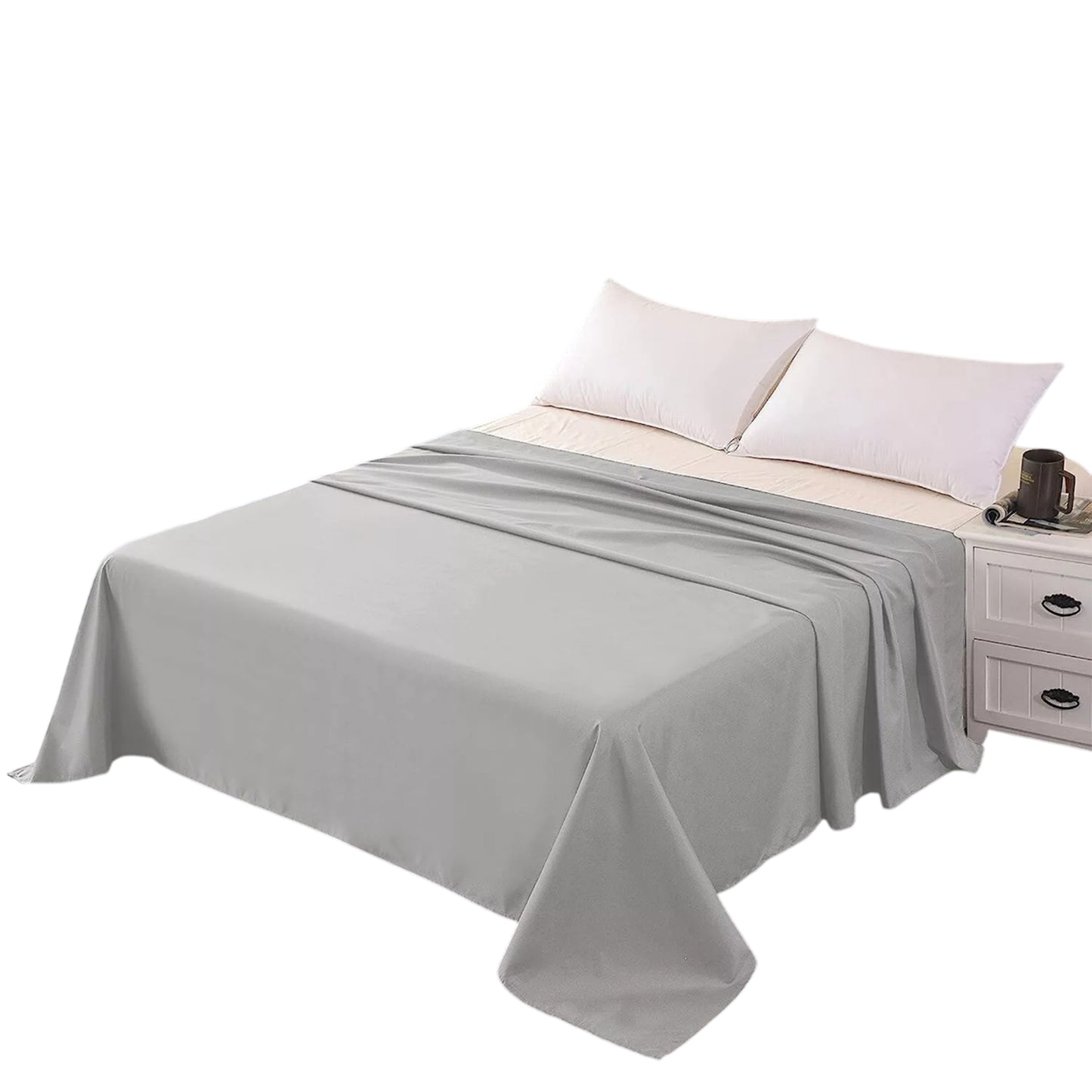 Hotel Ultra Soft Flat Sheet 2200TC Single Double Queen Super King - Silver Grey