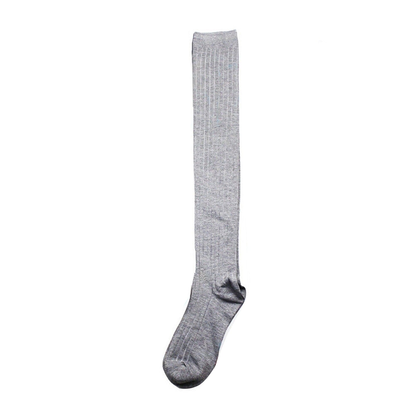 Solid Color Thigh High Socks Cable Knit - Light Grey
