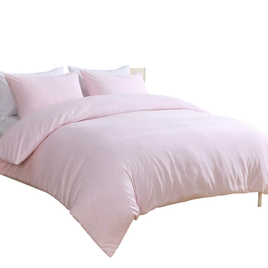 2000TC Soft Quilt Doona Duvet Cover Set Single Queen King Size Bed - Light Pink