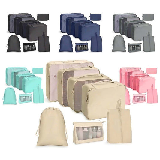 8 Pack Travel Packing Cubes Luggage Clothes Organizer Storage Bags