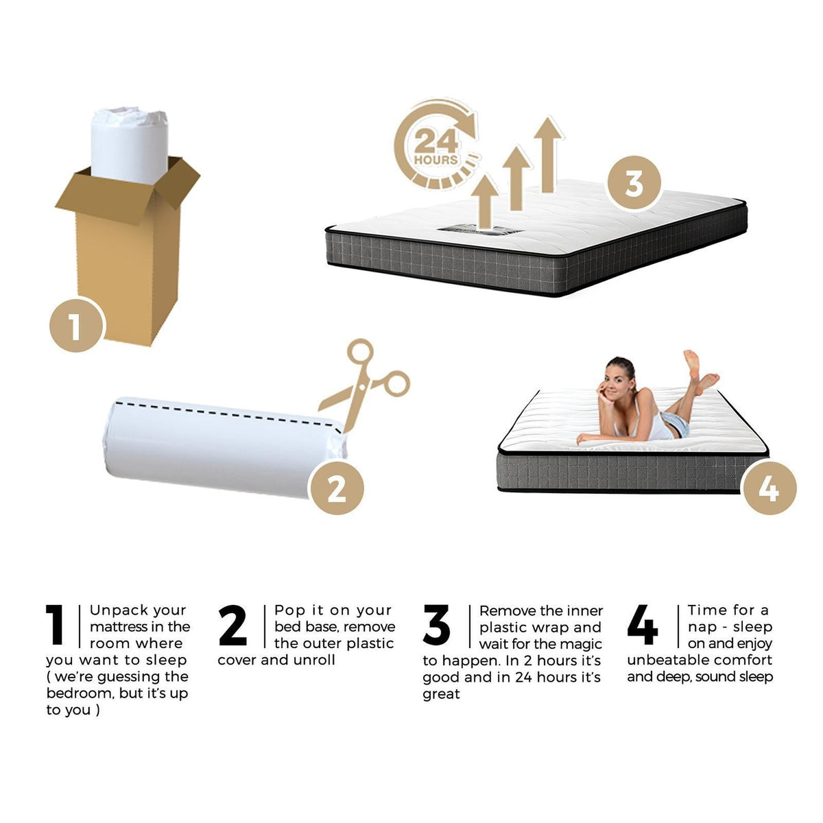 King Single Double Mattress Bonnell Spring Medium Firm 13CM