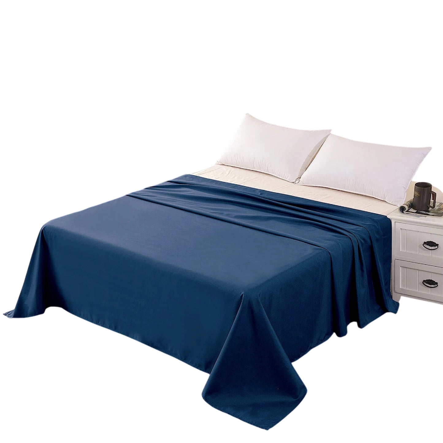 Hotel Ultra Soft Flat Sheet 2200TC Single Double Queen Super King - Navy